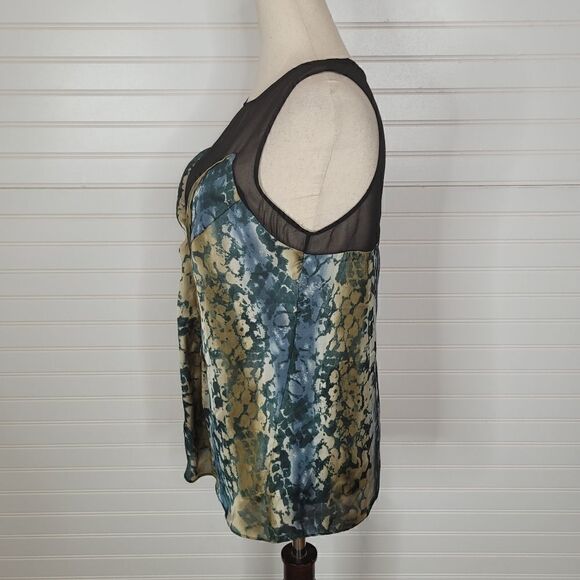 ARMANI EXCHANGE Blue Black Sleeveless Blouse Top Medium - Picture 3 of 9